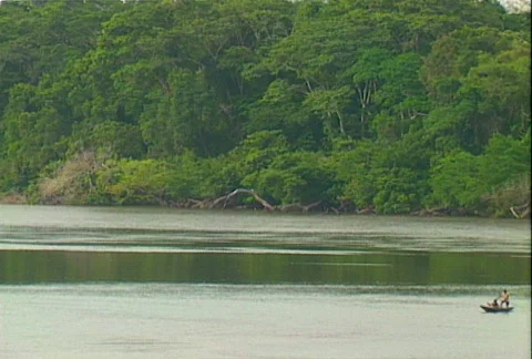 Congo River boat 03 Stock Footage 607020
