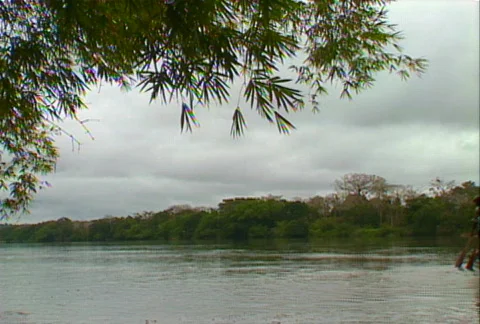 Congo River boat 05 Stock Footage 607427