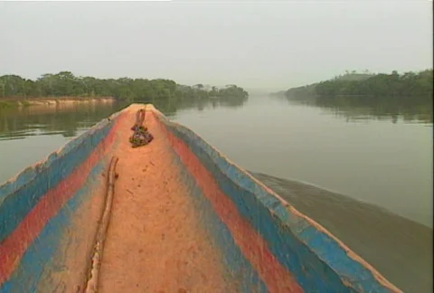 Congo River boat 06 Stock Footage 607420
