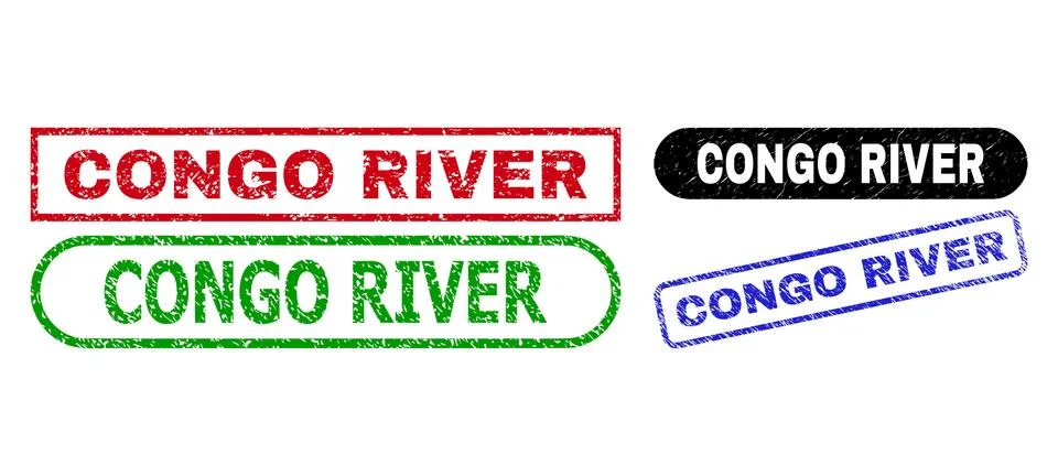 CONGO RIVER Rectangle Watermarks with Corroded Surface Stock Illustration