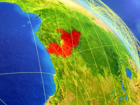 Congo from space with network Stock Illustration