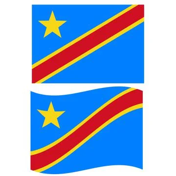 Congo waving flag on white background. Democratic Republic of the Congo flag. Stock Illustration