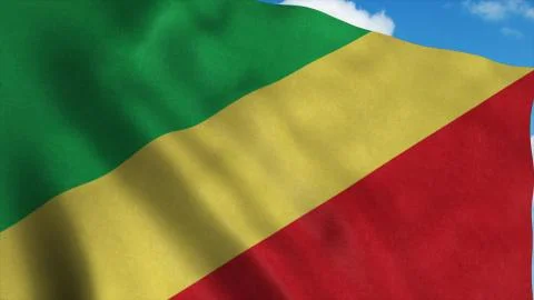 Congo waving in the wind, blue sky background. 3d rendering Stock Illustration