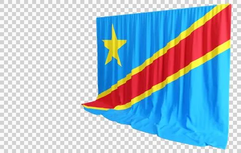 Congolese Flag Curtain in 3D Rendering Celebrating Congolese Identity Stock Illustration