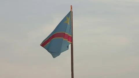 Congolese Flag on flagpole (DRC) Video stock 84722795