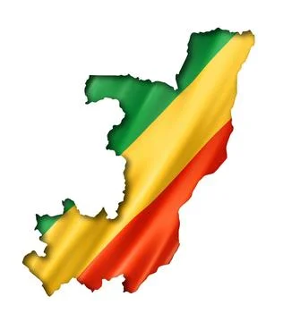 Congolese flag map Republic of the Congo flag map, three dimensional rende... Stock Photos