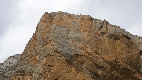 Congost Mont-rebei epic mountain peak gorge low rock stone park gorge Stock Footage 112943538