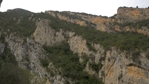 Congost Mont-rebei rocks stone trees mountains park europe vertical Stock Footage 112935935