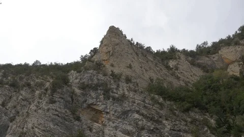 Congost Mont-rebei stone rock peak pico mountain sky low nature park Stock Footage 112943752