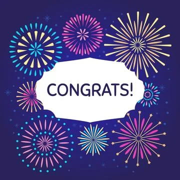 Congrats celebration firework poster. Congratulations fireworks vector illu.. Stock Illustration