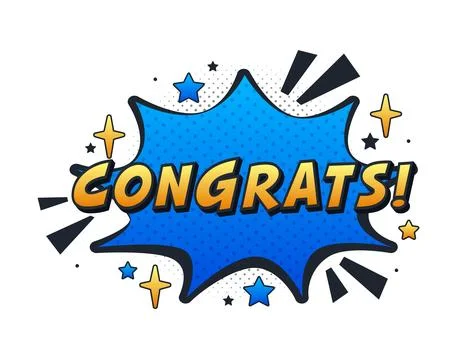 Congrats comic speech bubble expressing excitement and achievement 스톡 일러스트