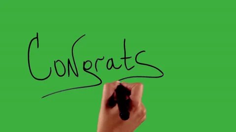 Congrats - Hand writing on green screen Stock Footage 33783341