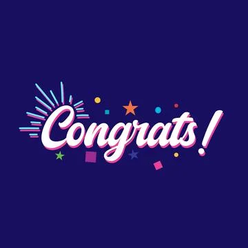 Congrats lettering vector illustration. Congratulating banner for graduation Stock Illustration