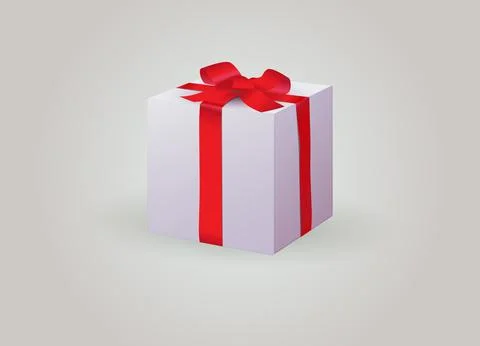 Congrats poster with open gift box, ribbons and confetti isolated on light backg Ilustración de archivo