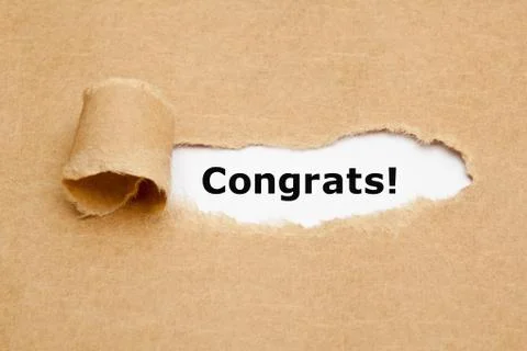 Congrats Torn Paper Concept 스톡 사진