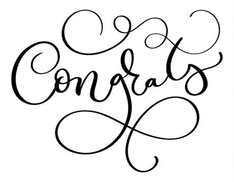 Congrats word on white background. Hand drawn Calligraphy lettering Vector Stock Illustration
