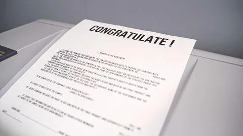 CONGRATULATE greeting is printed. Typography Text with CONGRATULATE Stock-Fotos