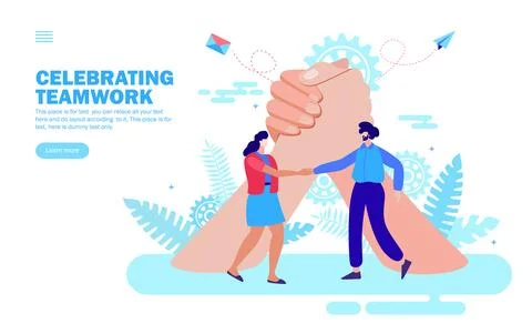 Congratulating persons and celebrating teamwork and success together in front of Stock-Illustration