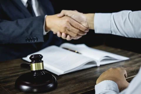 Congratulation and collaboration concept, Shaking hands after good cooperatio Stock Photos