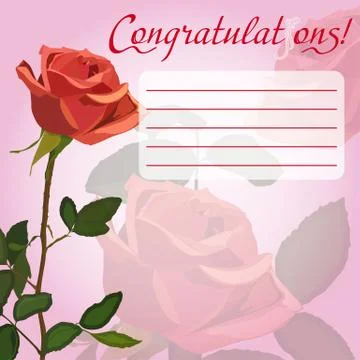 Congratulation card with red rose 스톡 일러스트