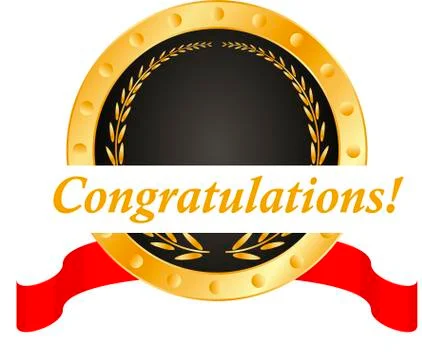 Congratulation, golden medal, vector Stock Illustration