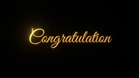 Congratulation greeting text with shiny gold color with black background Stock Footage 236303238