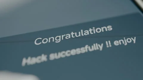 Congratulation, Hack successfully, enjoy message on a digital screen Stock Footage 329278789