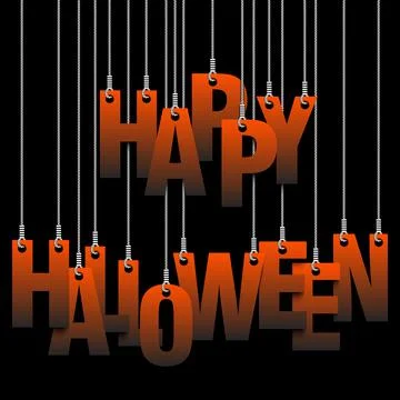Congratulation Happy Halloween hanging on strings Stock Illustration