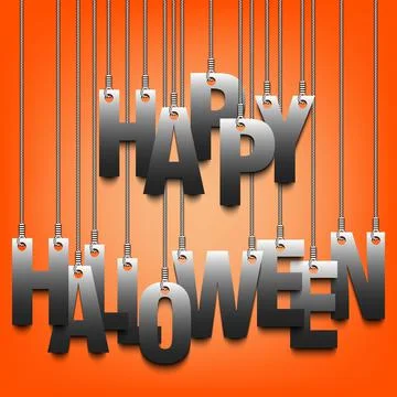 Congratulation Happy Halloween hanging on strings 스톡 일러스트