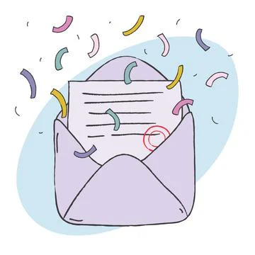 Congratulation letter envelope with confetti Illustrazione stock