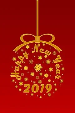 Congratulation to the New Year 2019, red gradient background, illustration Stock Illustration