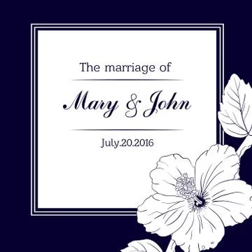Congratulation or invitation card template with hibiscus flowers. Vector Stock Illustration