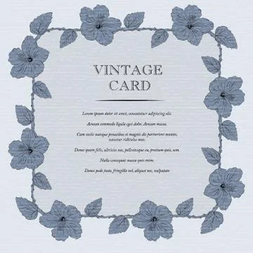 Congratulation or invitation card template with hibiscus flowers. Vector Stock Illustration