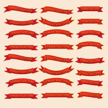 The congratulation red label bundle set vector  image Stock Illustration