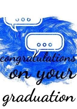 Congratulation text and speech bubble hat icon over blue paint brush stroke Stock Illustration