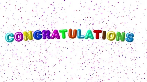 Congratulation text animated colorful congratulation greeting balloon confe.. Stock Footage 266036214