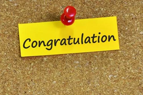 Congratulation  word on notes paper with cork background 写真素材