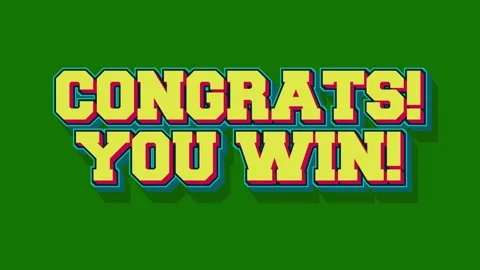 Congratulation you win sign looping animation on green background Stock Footage 340455295
