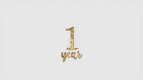 Congratulations on 1 year with alpha channel, golden congratulations, one ye Stock Footage 299729333