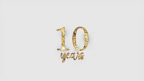Congratulations on 10 years with alpha channel, golden congratulations, ten Stock Footage 299729347