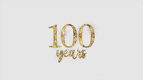 Congratulations on 100 years with alpha channel, golden congratulations, one Stock Footage 299808740