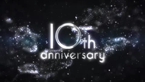 Congratulations on the 10th anniversary in silver color and silver particula Stock Footage 237189504