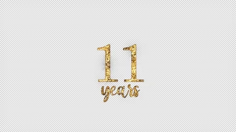 Congratulations on 11 years with alpha channel, golden congratulations, elev Stock Footage 299729453