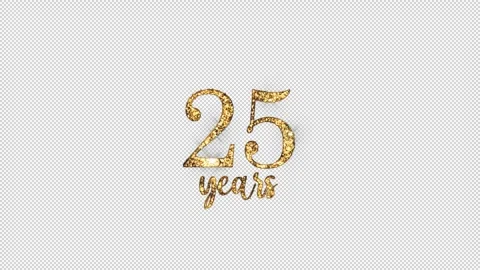 Congratulations on 25 years with alpha channel, golden congratulations, twen Stock Footage 299744793