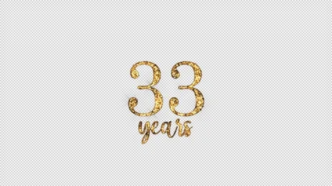 Congratulations on 33 years with alpha channel, golden congratulations, thir Stock Footage 299745127