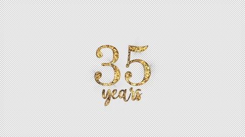 Congratulations on 35 years with alpha channel, golden congratulations, thir Stock Footage 299745216