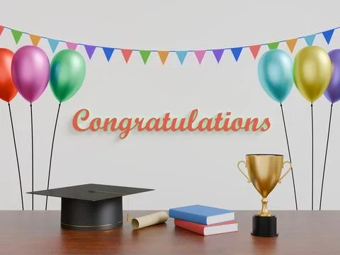 Congratulations 3d render 스톡 일러스트