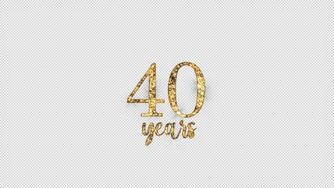 Congratulations on 40 years with alpha channel, golden congratulations, fort 스톡 동영상 299745371