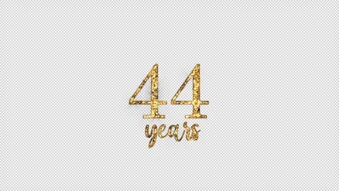 Congratulations on 44 years with alpha channel, golden congratulations, fort Stock Footage 299755193