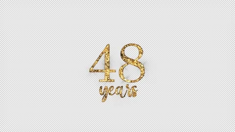 Congratulations on 48 years with alpha channel, golden congratulations, fort Stock Footage 299755264
